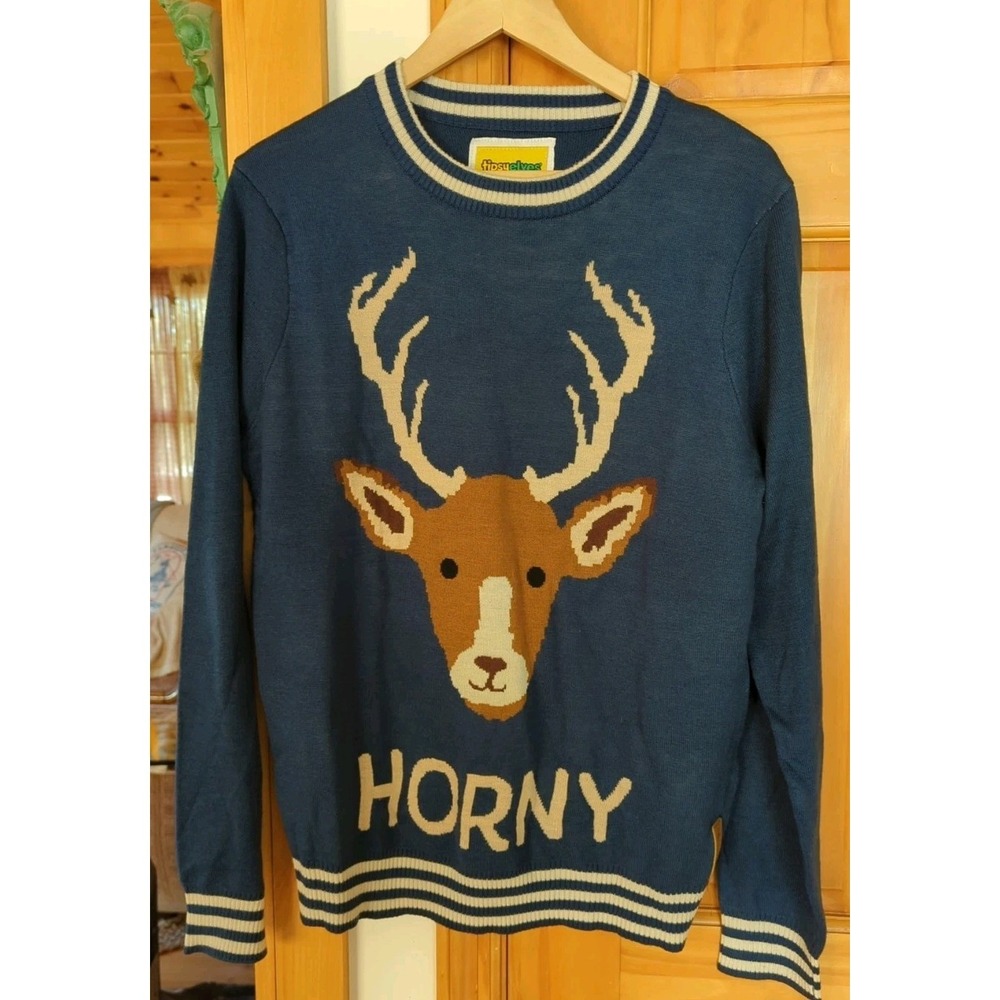 Tipsy Elves Horny Deer Stag Ugly‎ Funny Christmas Sweater Mens M Medium